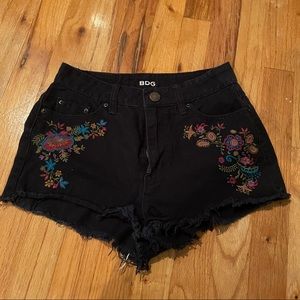 bdg embroidered flower jean shorts